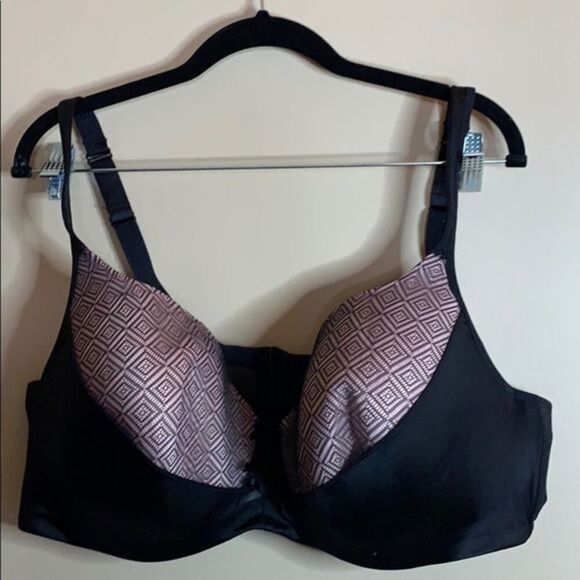 Déesse Black & Pink Lace Detail Bra - Picture 1 of 4